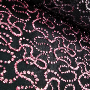 Tulle lorie / tulle résille serpentini paillette noir rose