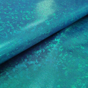 Tissu brillant holo bleu-vert canard