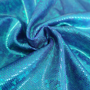 Tissu brillant holo bleu-vert canard