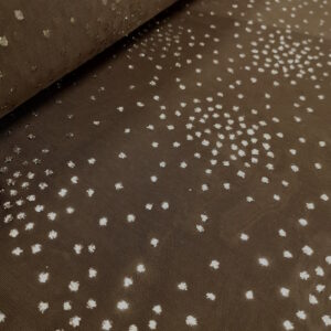 Tulle lorie résille marron foncé à paillettes argent
