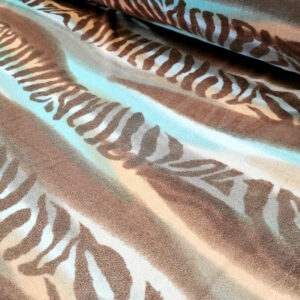tissu pour paréo motif zèbre bleu turquoise te marron avec des dégradés
