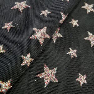 résille étoilée noire avec motif étoile à paillettes multicolores/argentées