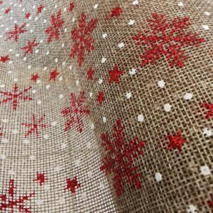 Toile imitation jute - FLOCONS DE NOËL